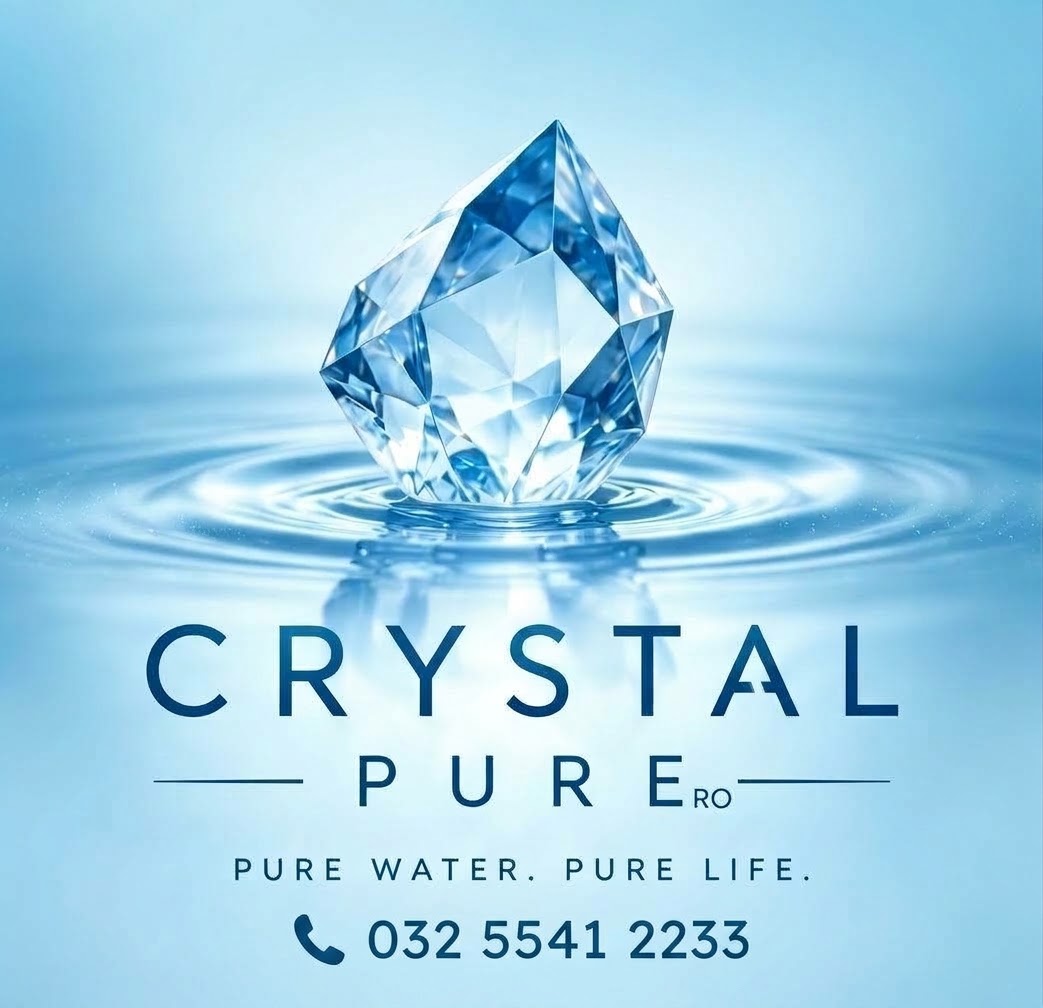 Crystal Pure RO logo — Pure water. Pure life. 032 5541 2233